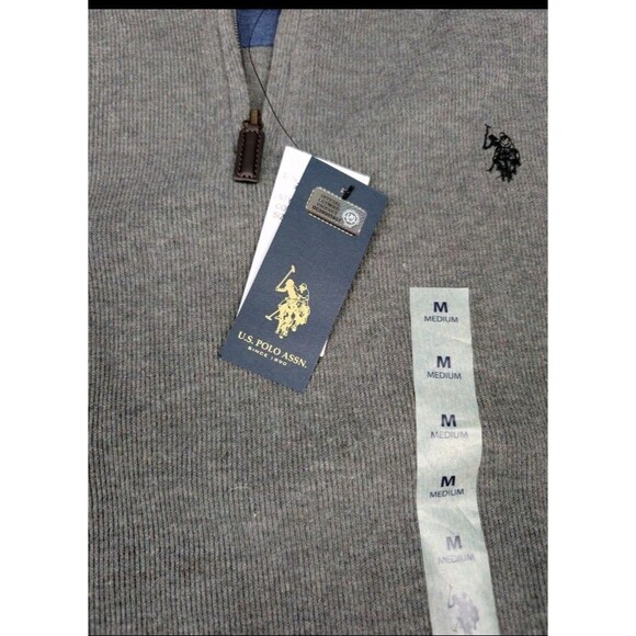 NWT Polo Ralph Lauren Men's Sweater Sz M Heather Blue 1/4 Zip Pony Logo - Picture 2 of 15